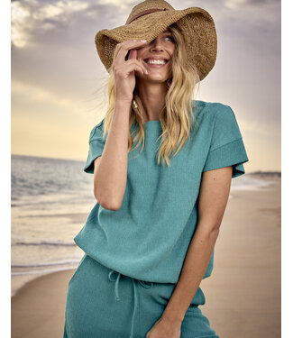 Tramontana K01-20-403/005835-DeepAquaBlue  Crinkled Short-Sleeve Top