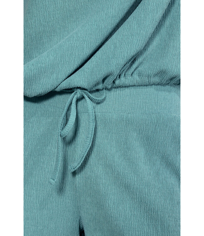 K01-20-403/005835-DeepAquaBlue  Crinkled Short-Sleeve Top