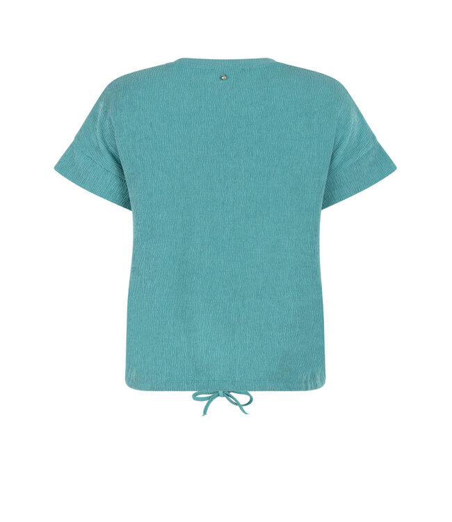 K01-20-403/005835-DeepAquaBlue  Crinkled Short-Sleeve Top