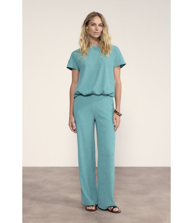 K01-20-101/005835-DeepAquaBlue  Crinkled Wide-Leg Trousers