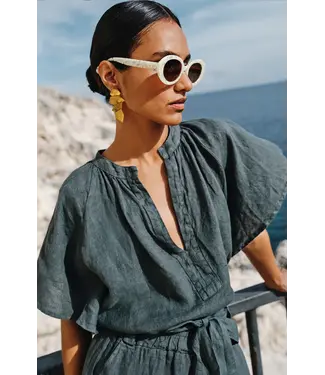 by-bar 26112040/charcoal  vina linen blouse