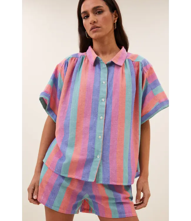 26112077/rainbow stripe  sunny rainbow pleats blouse