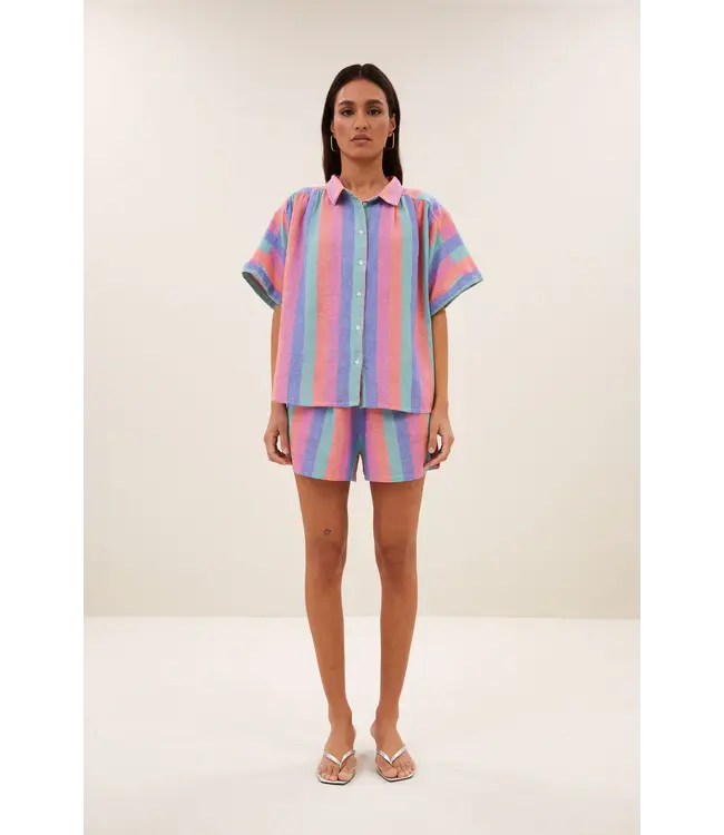 26112077/rainbow stripe  sunny rainbow pleats blouse