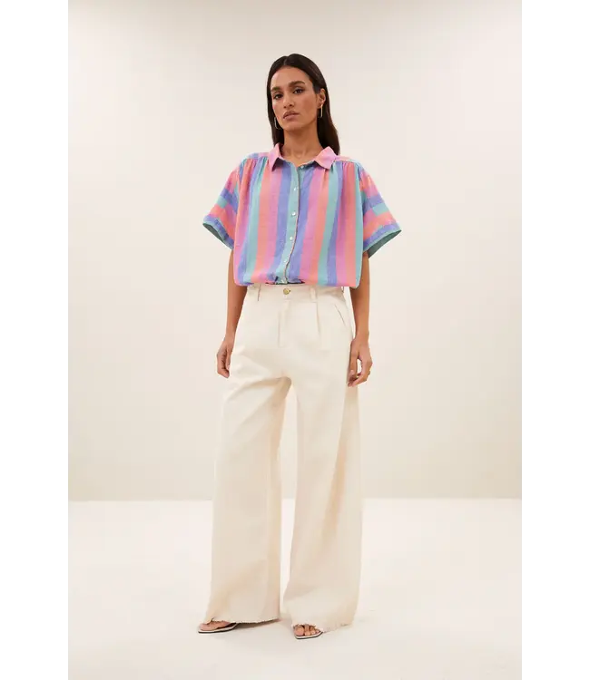 26112077/rainbow stripe  sunny rainbow pleats blouse