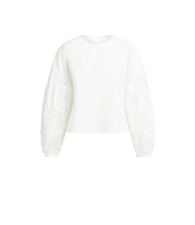01-701398-604/99066  Top with embroidered sleeve