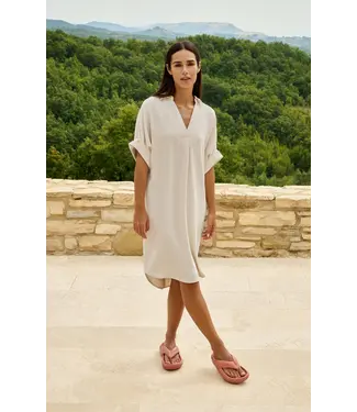 YAYA 01-601218-604/99058 V-neck dress with pleated sleeves YAYA 01-601218-604/99058 V-neck dress with pleated sleeves