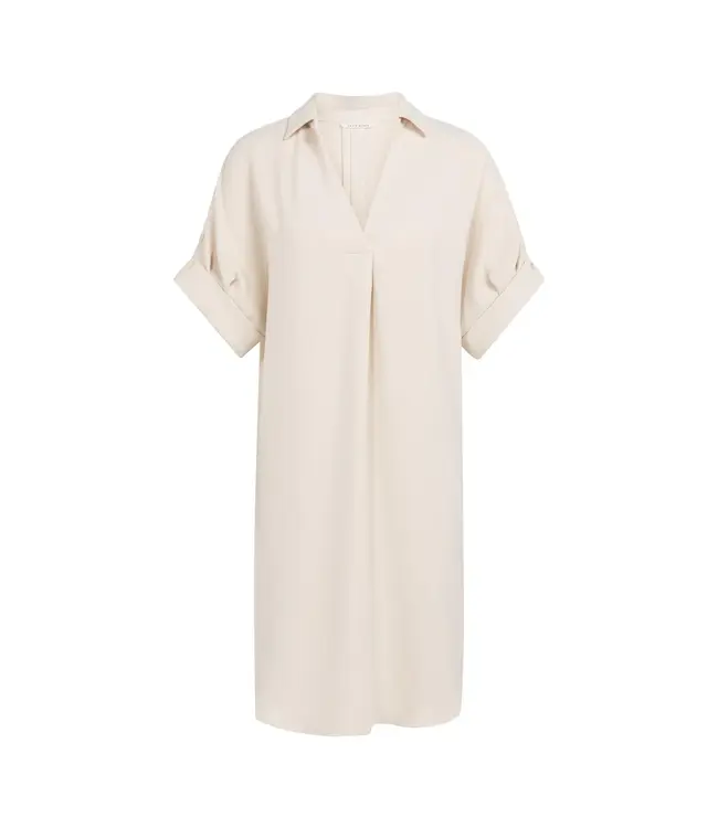 01-601218-604/99058  V-neck dress with pleated sleeves