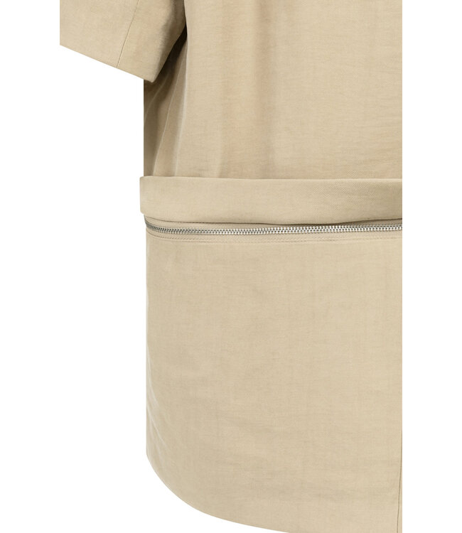 01-501083-604/61104  Woven shortsleeve blazer with detachable bottom hem