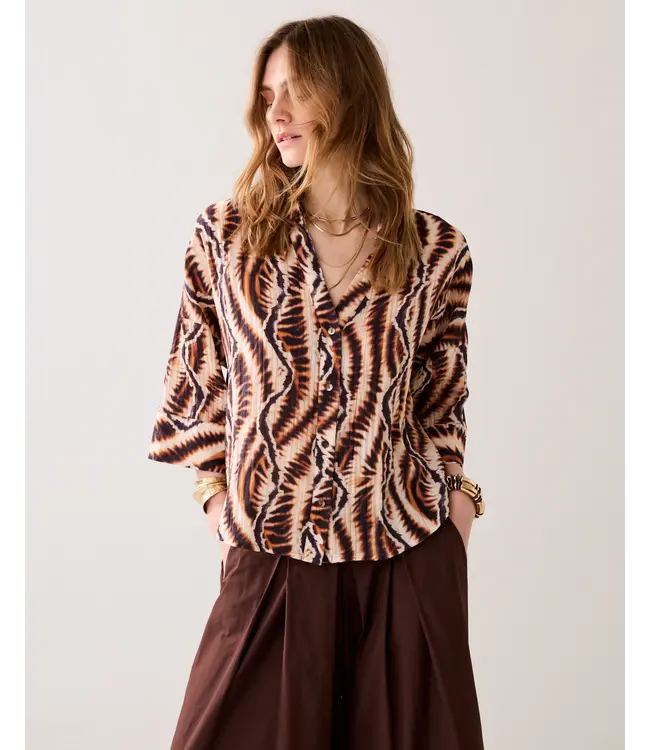 2s3439-12385/000120-MultiColour  Blouse short sleeves Safari print