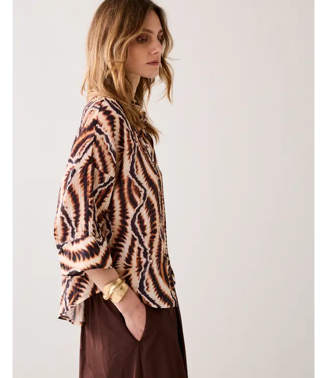 2s3439-12385/000120-MultiColour  Blouse short sleeves Safari print