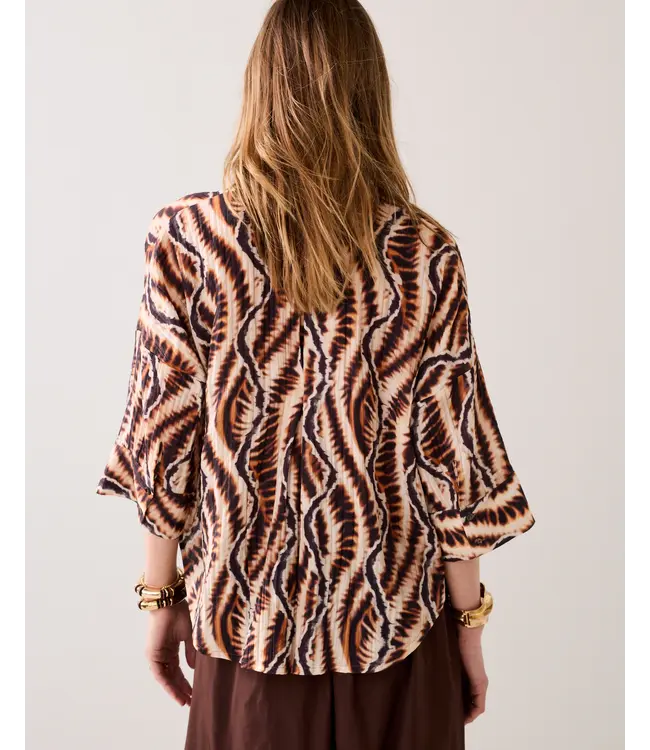 2s3439-12385/000120-MultiColour  Blouse short sleeves Safari print