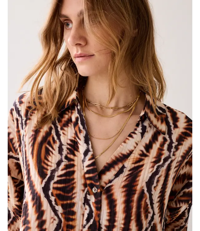 2s3439-12385/000120-MultiColour  Blouse short sleeves Safari print