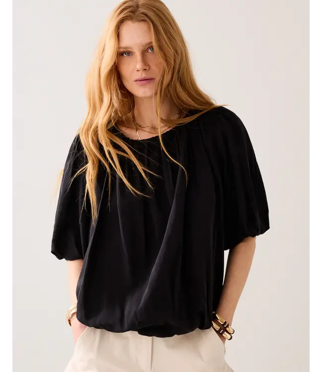 2s3442-12370/000990-Black  Top balloon sleeves Viscose cotton