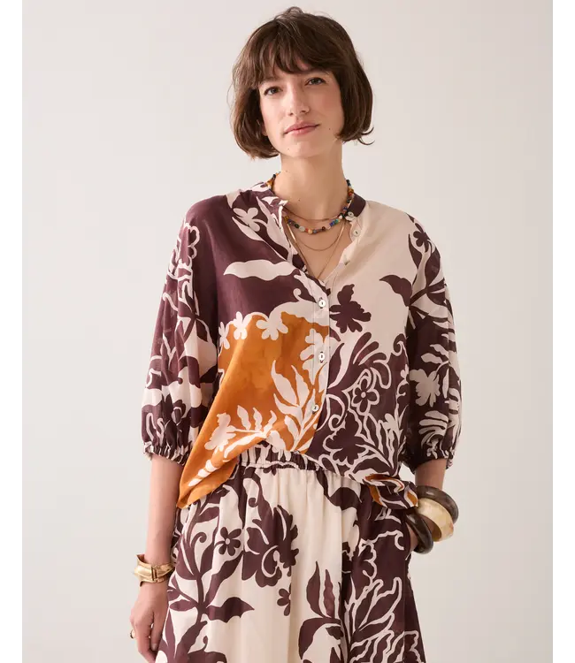2s3505-12453/000120-MultiColour  Blouse Border print double