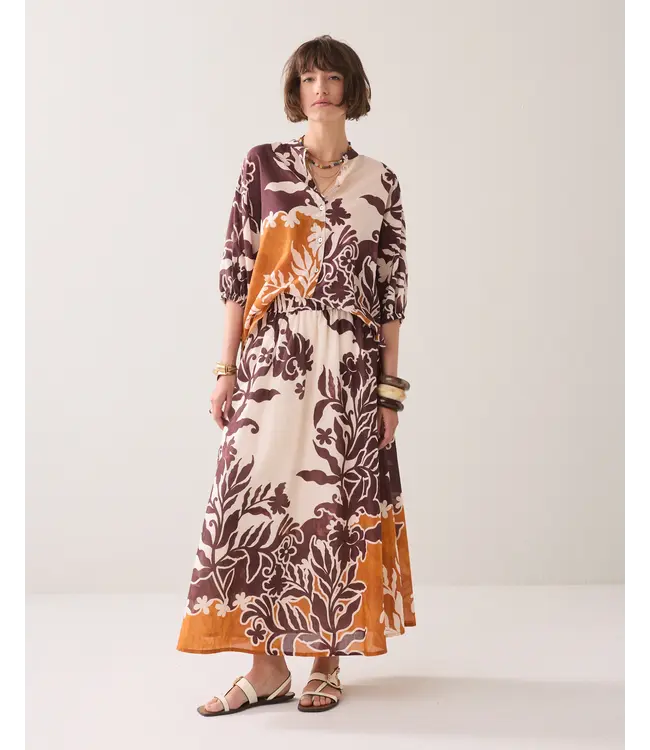 2s3505-12453/000120-MultiColour  Blouse Border print double