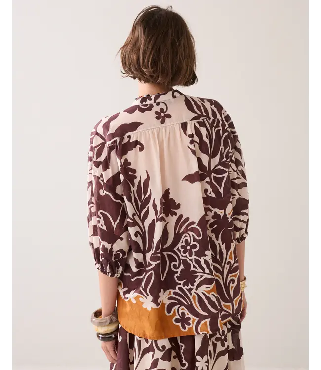 2s3505-12453/000120-MultiColour  Blouse Border print double