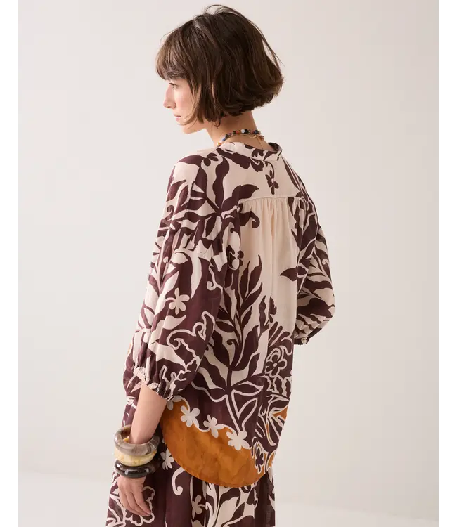 2s3505-12453/000120-MultiColour  Blouse Border print double