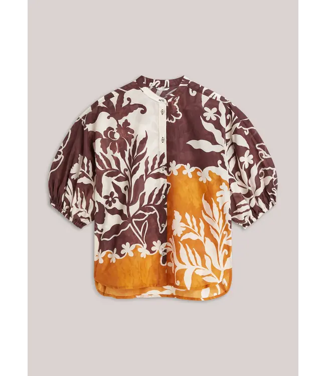 2s3505-12453/000120-MultiColour  Blouse Border print double