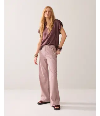 Summum Woman 4s2982-12478/000334-DeepFig  Flare pant Printed stripe twill