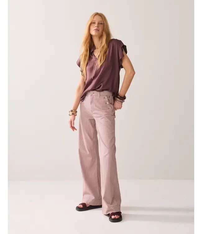 4s2982-12478/000334-DeepFig  Flare pant Printed stripe twill