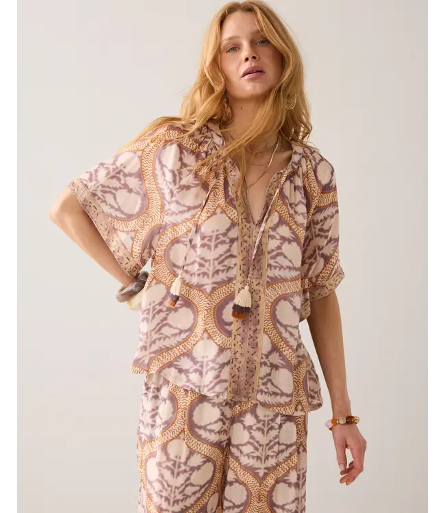 2s3284-12121/000120-MultiColour  Top Art deco print