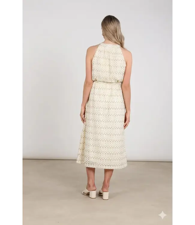 NKS14029-Offwhite/Gold  Vio Dress Zigzag