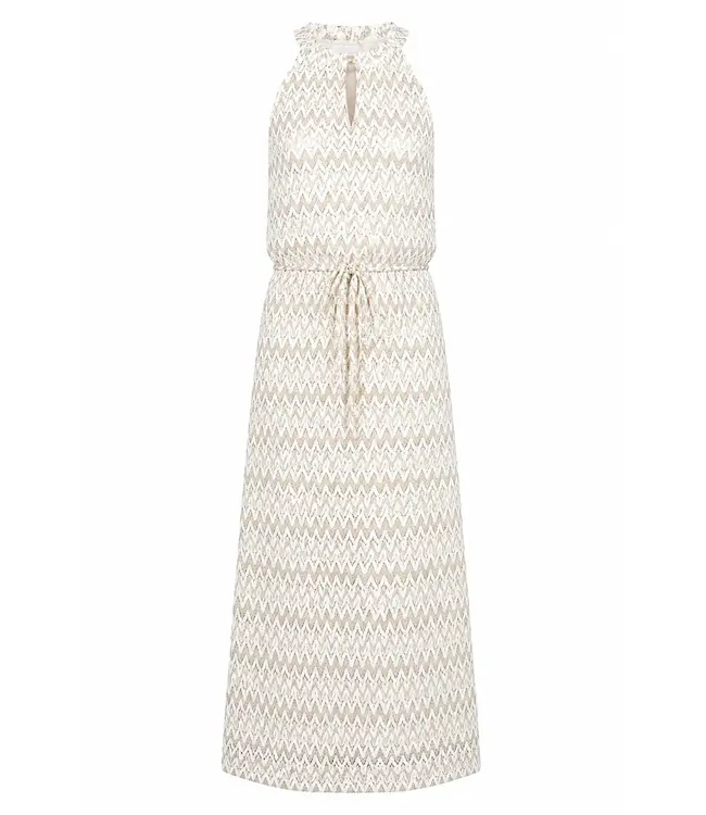 NKS14029-Offwhite/Gold  Vio Dress Zigzag