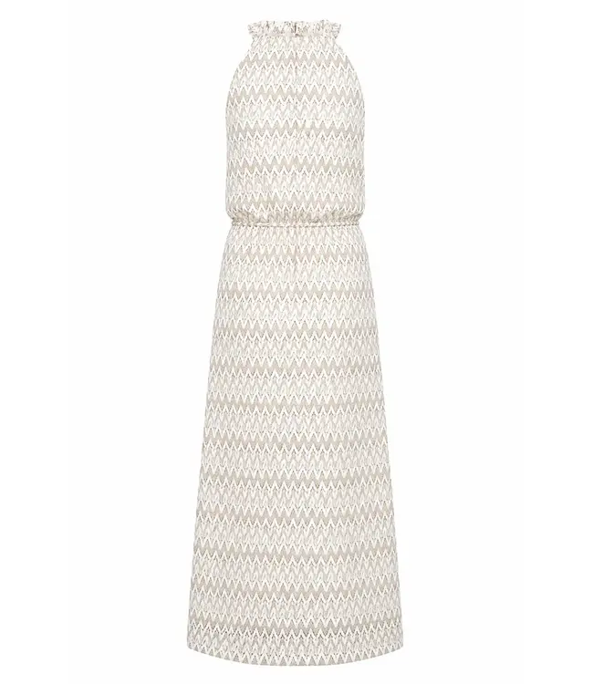 NKS14029-Offwhite/Gold  Vio Dress Zigzag