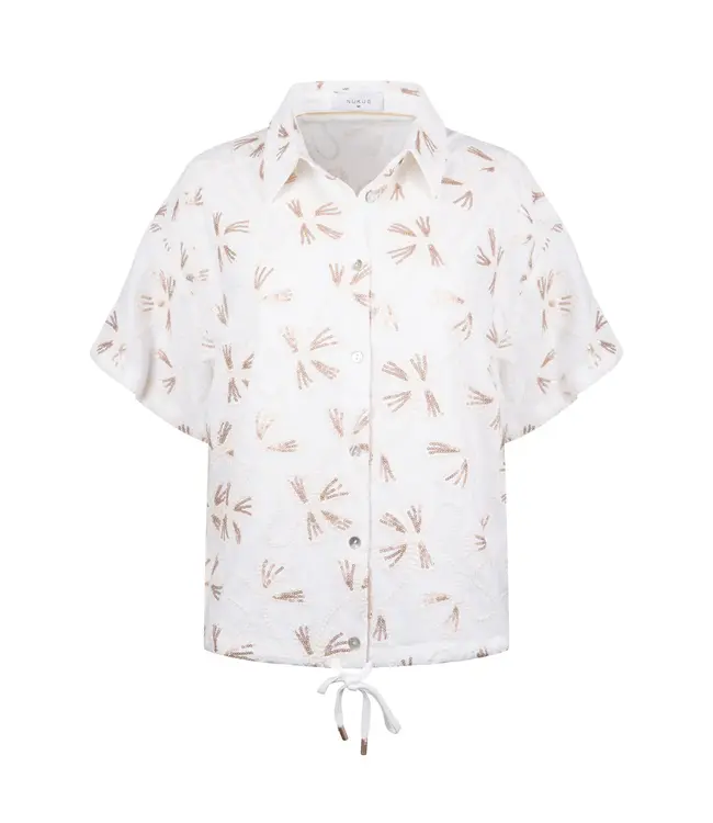 NKS02207-Offwhite/Gold  Britt Blouse Embroidery