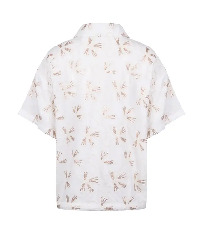 NKS02207-Offwhite/Gold  Britt Blouse Embroidery
