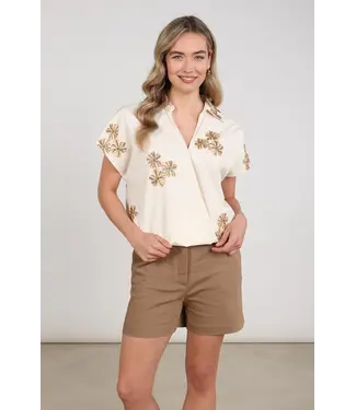 NUKUS NKS01125-Offwhite/Fango Daniek Top Embroidery NUKUS NKS01125-Offwhite/Fango Daniek Top Embroidery