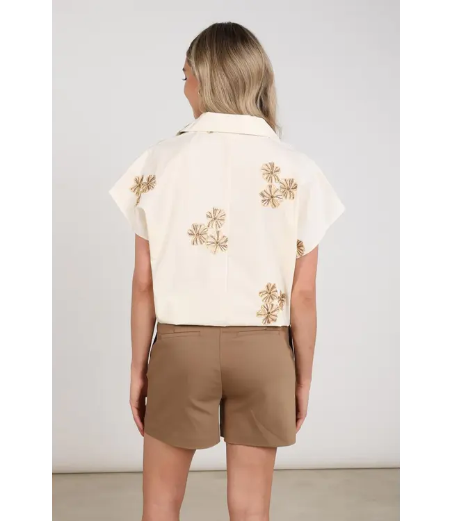 NKS01125-Offwhite/Fango  Daniek Top Embroidery