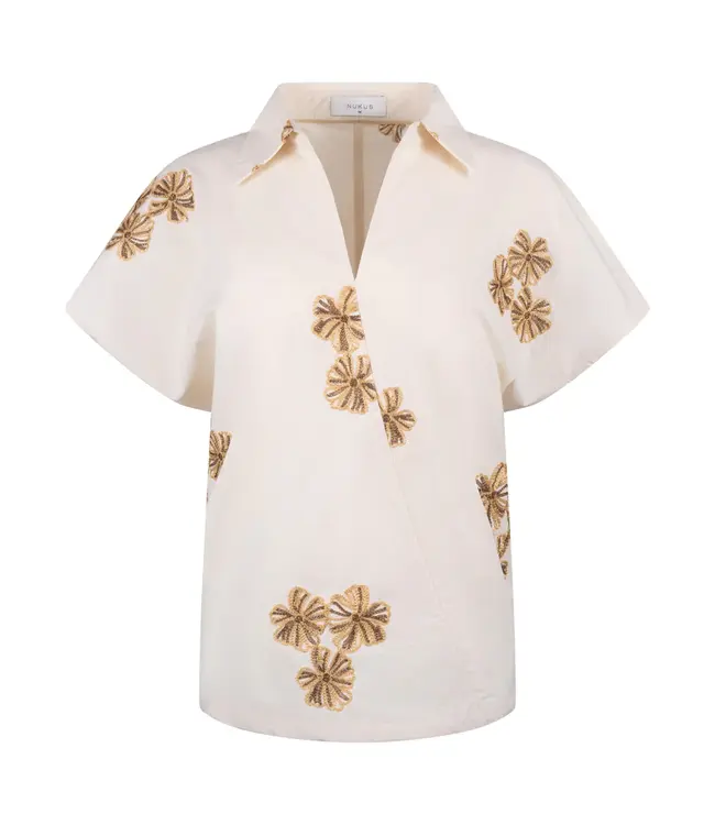 NKS01125-Offwhite/Fango  Daniek Top Embroidery