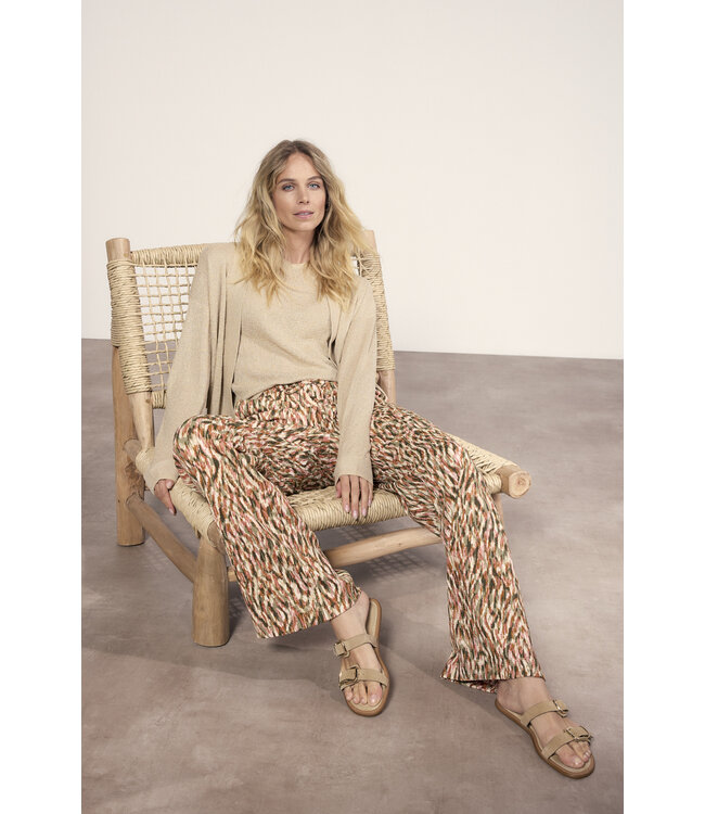 T01-20-101/100001-PrintAloe  Wide-Leg Trousers Animal Brush