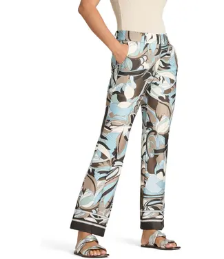 Cambio Francoise cropped pant Italian vintage art print light neopren SkyBlueCoffeHazel