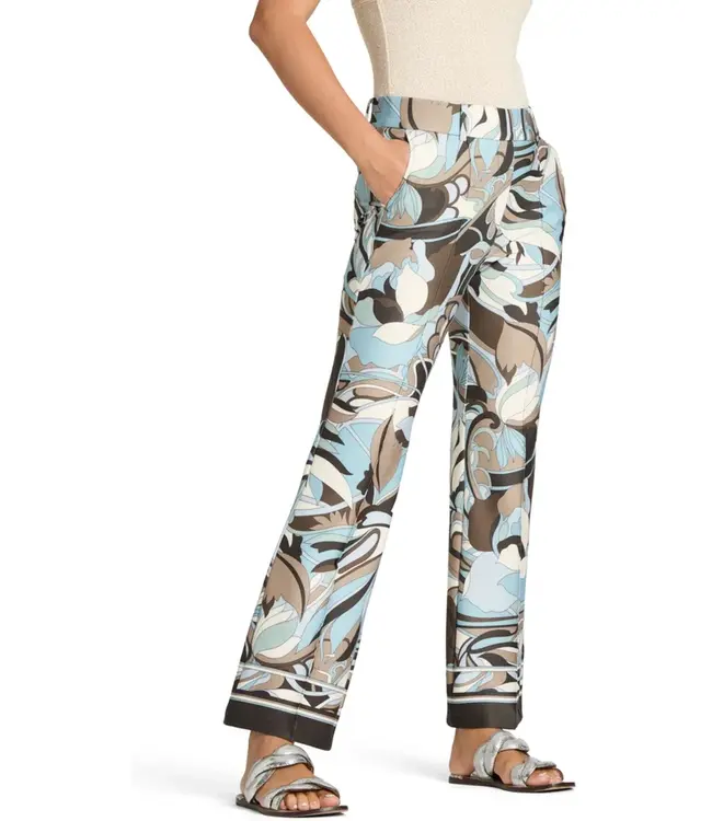Francoise cropped pant Italian vintage art print light neopren SkyBlueCoffeHazel