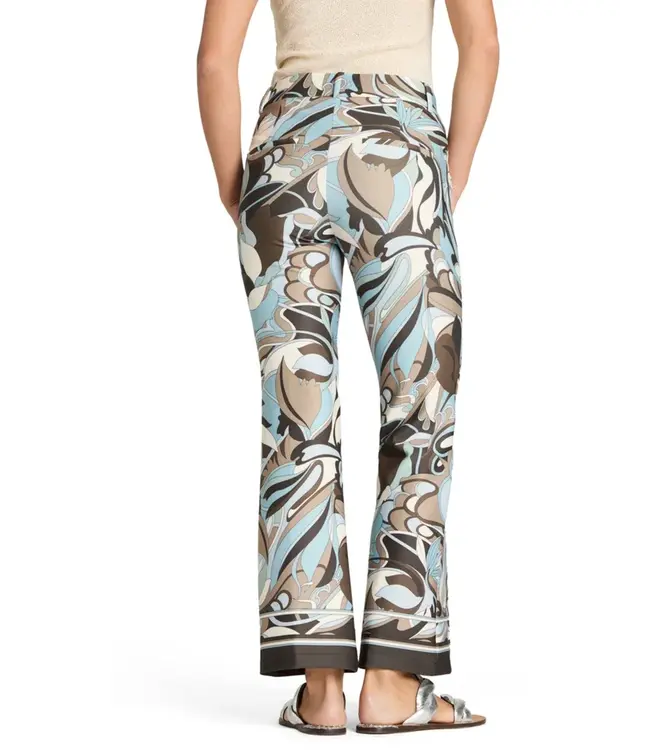 Francoise cropped pant Italian vintage art print light neopren SkyBlueCoffeHazel