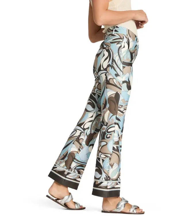 Francoise cropped pant Italian vintage art print light neopren SkyBlueCoffeHazel