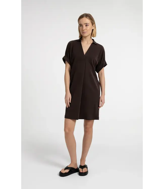 01-609204-606/99074  Jersey dress with pleated puff sleeves