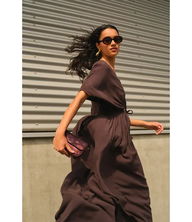 26417005/Espresso  long twill dress