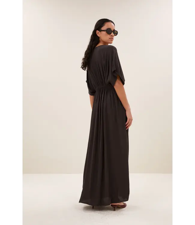 26417005/Espresso  long twill dress