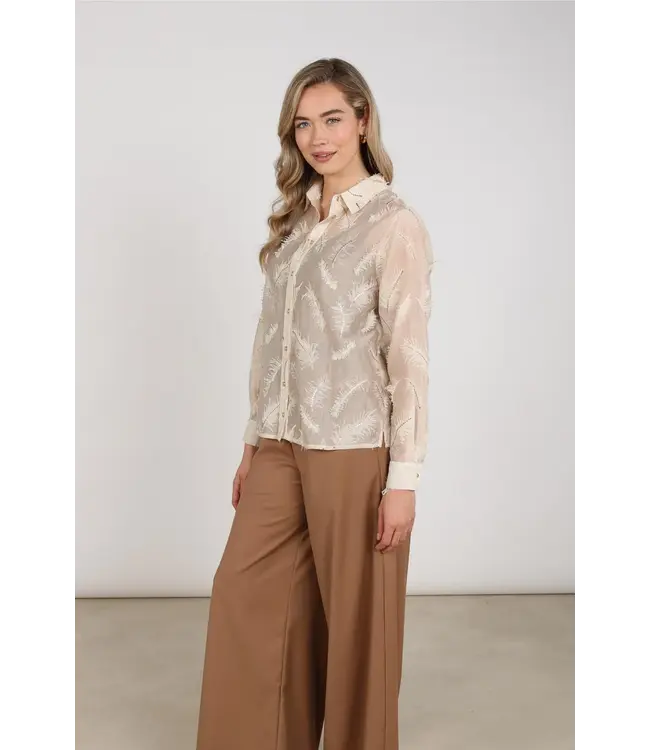 NKF02179/Sand  Aysha Blouse Feathers