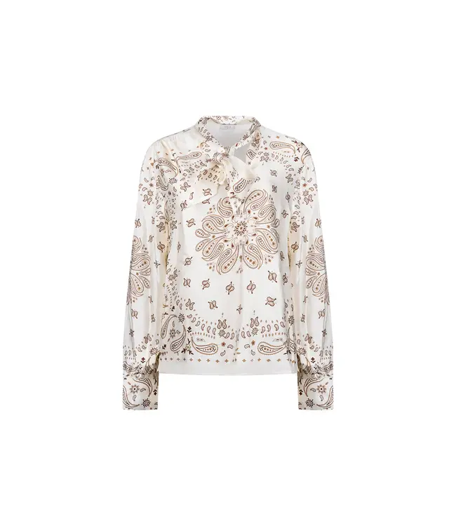 NKF02201/OffWhite/Toffee  Angie Blouse Tie Paisley