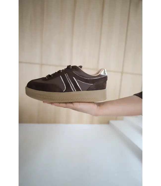 JILLY-165 sneaker DarkBrow/Gold