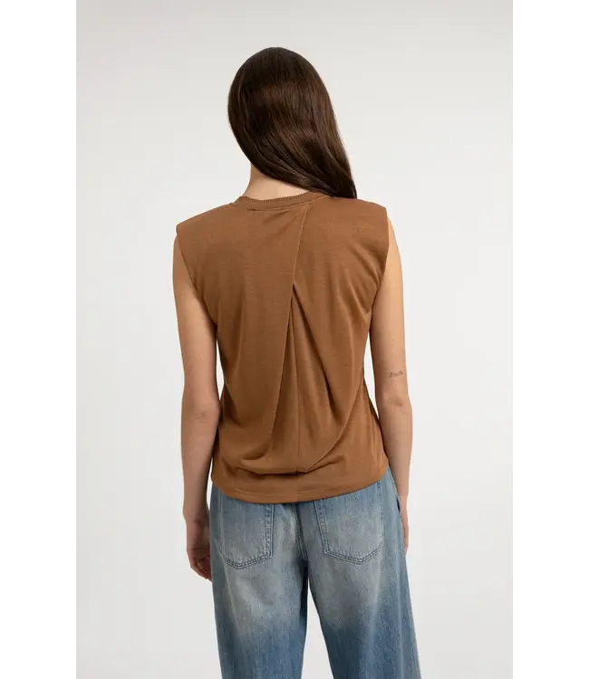 01-709392-607/81025  Sleeveless top with pleated neck detail