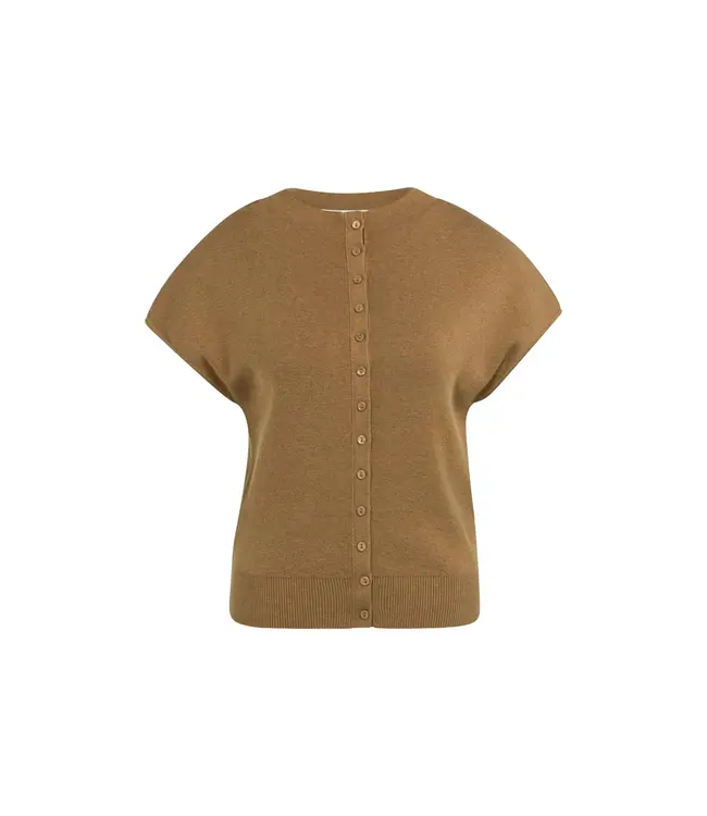 01-010163-607/810252  Sleeveless knit cardigan with button front