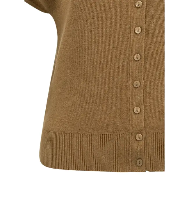 01-010163-607/810252  Sleeveless knit cardigan with button front