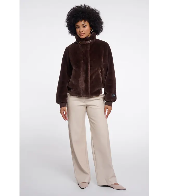 Ambra.7002611/CoffeeRoast  Short faux fur jacket