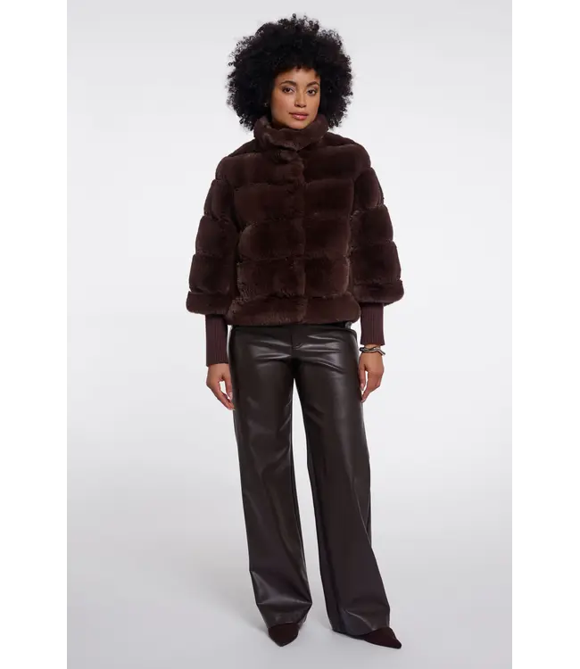 Feline.7002611/CoffeeRoast  Jacket with rib cuffs
