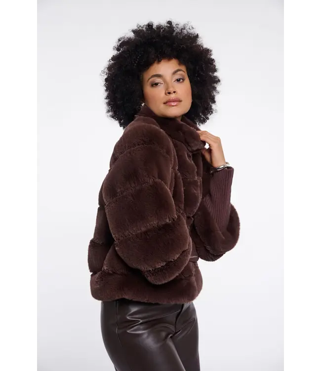 Feline.7002611/CoffeeRoast  Jacket with rib cuffs